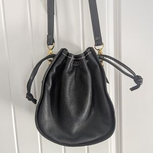 Fossil Black Pebble Drawstring Crossbody